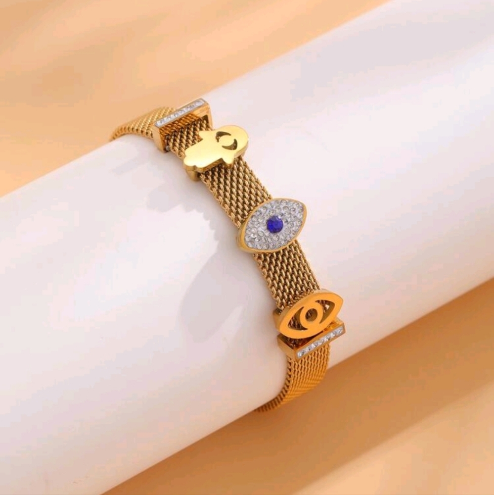 1pc Eye & Rhinestone Decor Bracelet